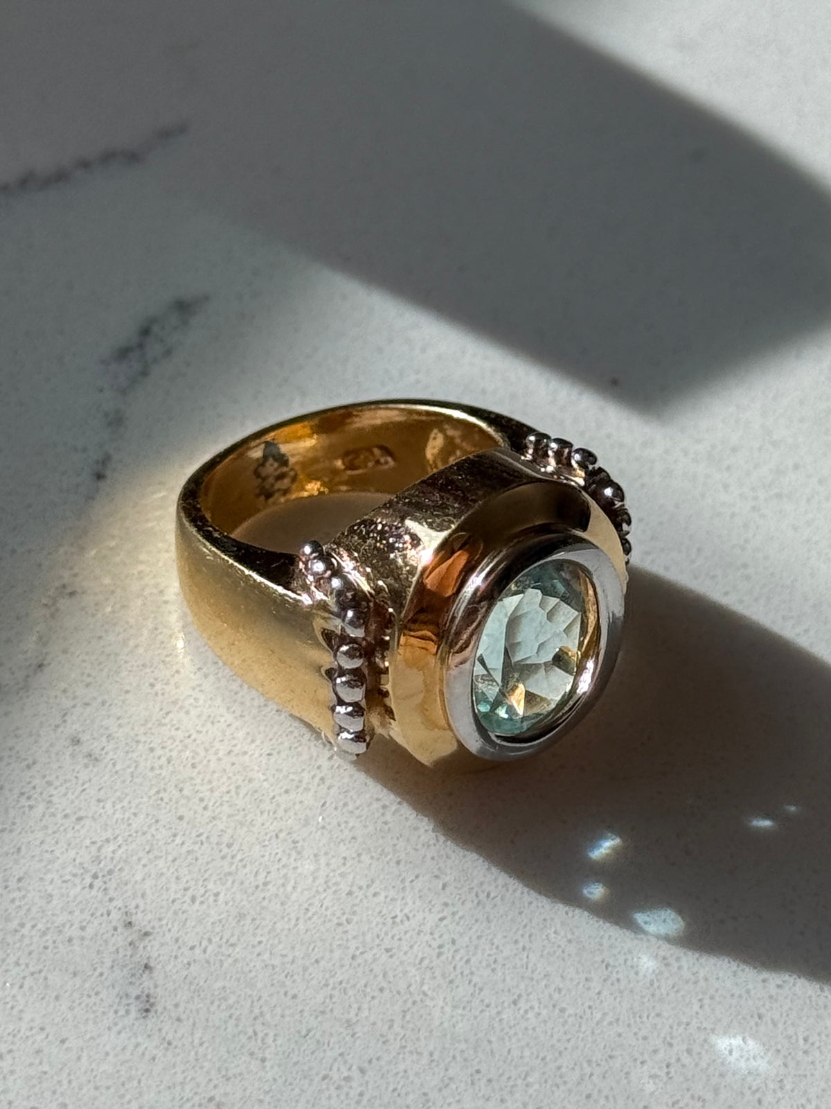 Blue Topaz Gold Vermeil Ring Size 6.25