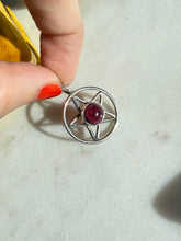 Load image into Gallery viewer, Garnet Cabochon Pentagram Sterling Silver Pendant
