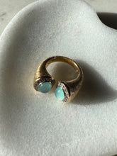 Load image into Gallery viewer, Chrysoprase &amp; Lab Created Diamond Gold Vermeil Chunky Ring Size 7.25
