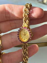 Load image into Gallery viewer, Vintage Geneve Goldtone Ruby Watch
