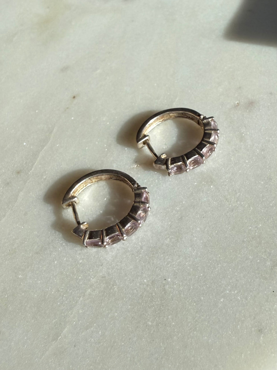 Amethyst Sterling Silver Clicker Hoops