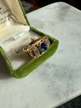 Load image into Gallery viewer, Antique Blue Sapphire Sugarloaf Cabochon Diamond Ring
