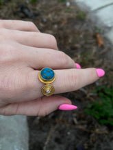 Load image into Gallery viewer, Turquoise Gold Vermeil Ring
