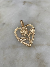 Load image into Gallery viewer, Rose Heart Vintage 14k Gold Pendant
