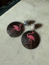 Load image into Gallery viewer, Vintage Pink Enamel Flamingo Sterling Silver Earrings
