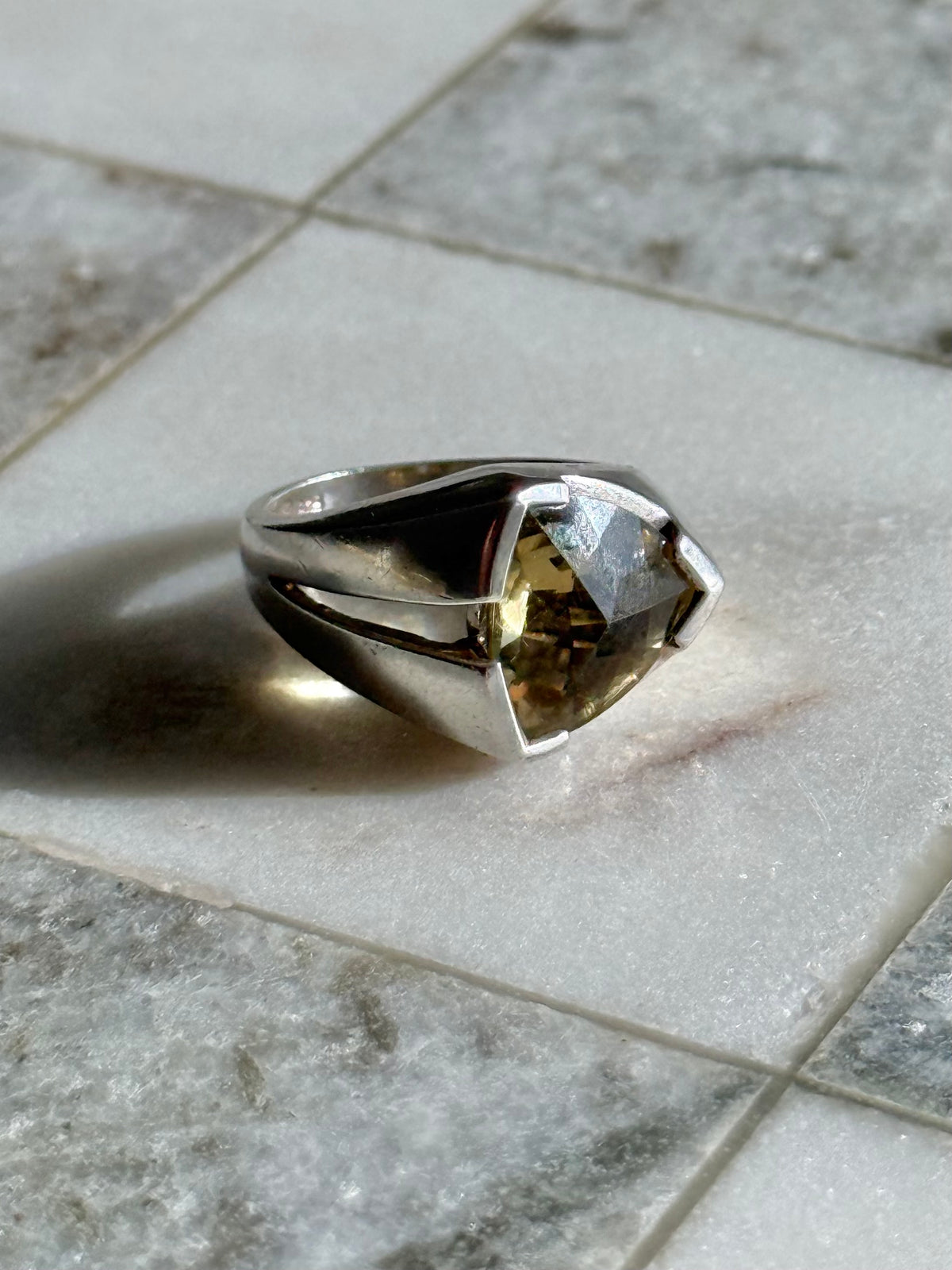 Yellow Citrine Sterling Silver Ring Size 6.25