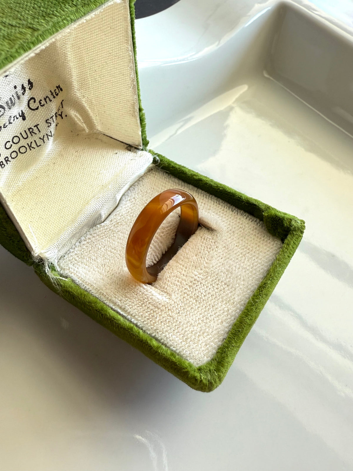 Brown Glass Stacker Band Ring Size 8