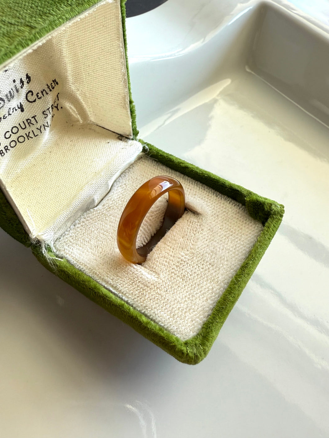 Brown Glass Stacker Band Ring Size 8