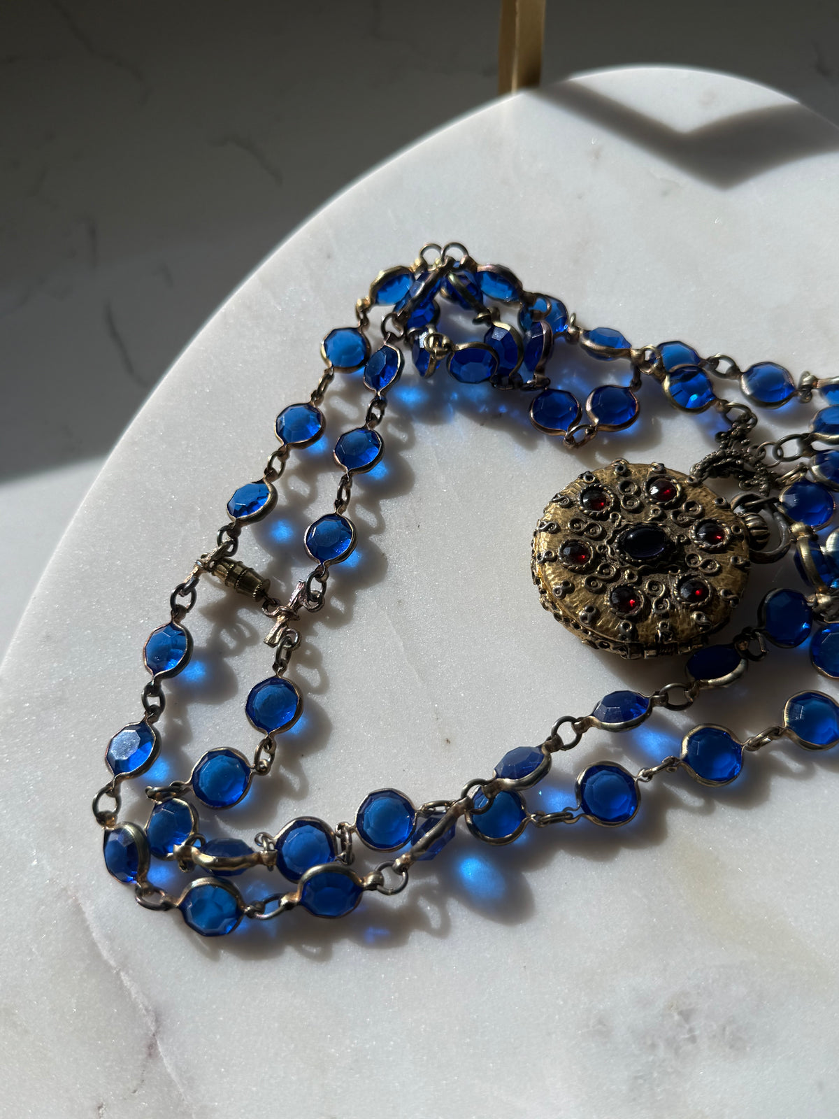 Vintage Czech Glass Perfume Locket Necklace