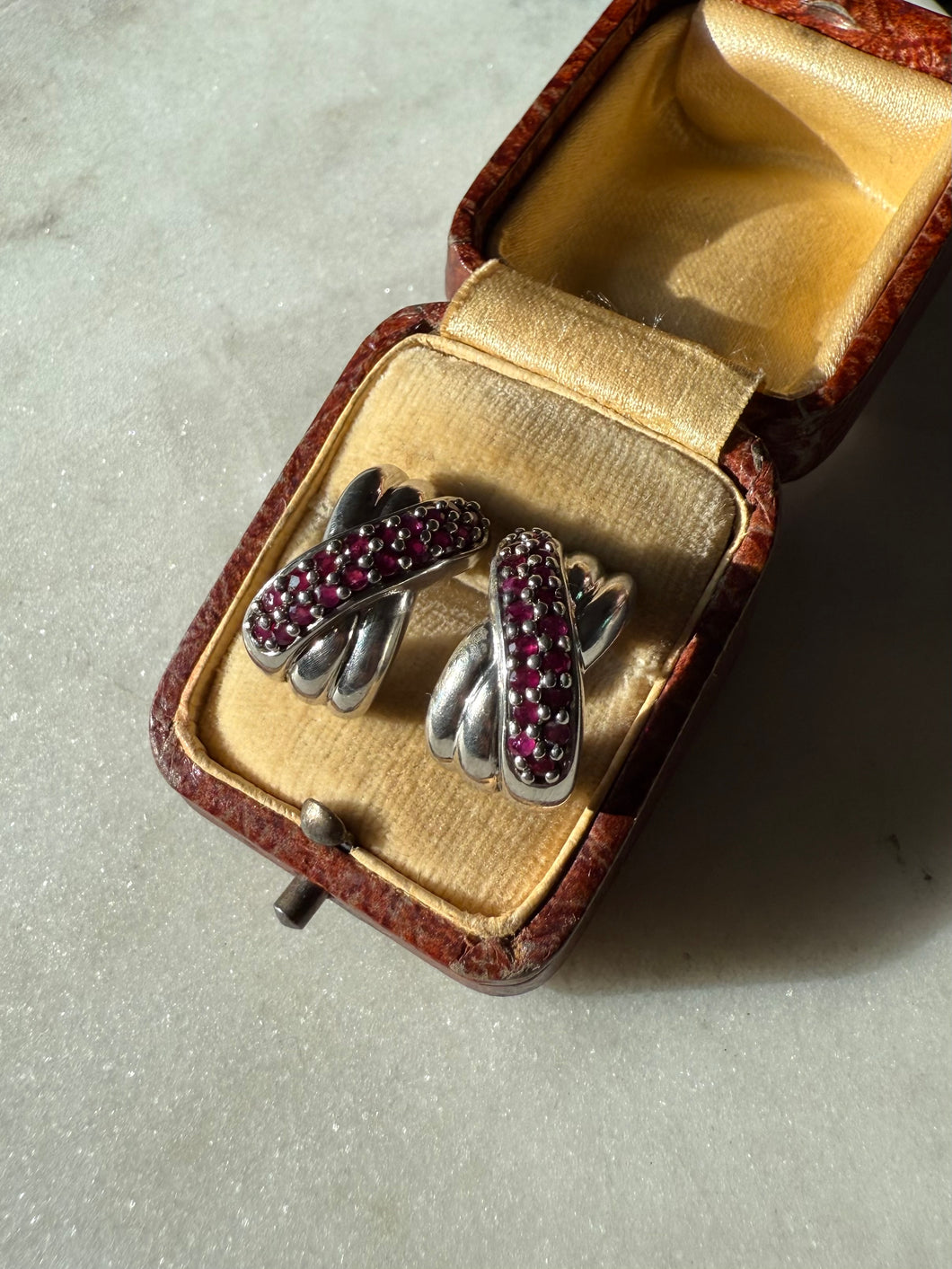 Ruby Sterling Silver Push Back Earrings