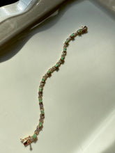 Load image into Gallery viewer, Emerald Gold Vermeil Tennis Bracelet 7.25”
