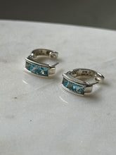 Load image into Gallery viewer, Blue Topaz Sterling Silver Clicker Hoops
