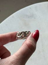 Load image into Gallery viewer, Interlocking Curb Link Chunky Sterling Silver Ring Size 7.5
