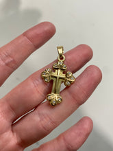 Load image into Gallery viewer, Vintage 14k Yellow Gold Natural Diamond Cross Pendant
