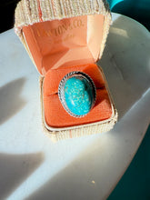 Load image into Gallery viewer, Chunky Turquoise Sterling Silver Ring Size 8
