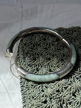 Load image into Gallery viewer, Jade Sterling Silver Etched Bangle
