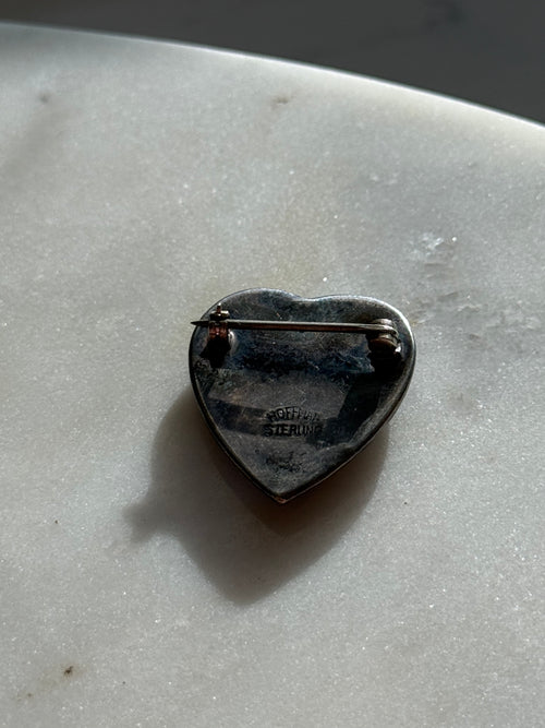 Blue Morpho Butterfly Heart Sterling Brooch