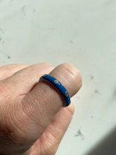 Load image into Gallery viewer, Blue Enamel CZ Sterling Silver Band
