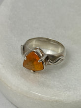 Load image into Gallery viewer, Faceted Orange Glass Sterling Silver Ring Size 8.25
