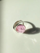 Load image into Gallery viewer, Faceted Pink Glass Sterling Silver Ring Size 7
