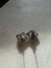 Load image into Gallery viewer, Blue &amp; Black Enamel Sterling Silver Push Back Earrings

