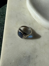 Load image into Gallery viewer, Midcentury Blue Glass Sterling Signet Ring Size 8.5
