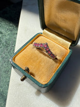 Load image into Gallery viewer, Pink Gemstone Sterling Silver Chevron Ring Size 8.25
