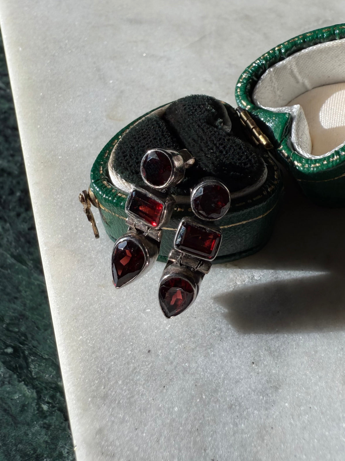 Vintage Garnet Sterling Silver Earrings