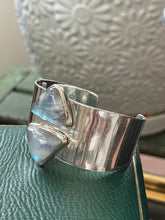 Load image into Gallery viewer, Moonstone Chunky Solid Sterling Silver Thick Width Bracelet

