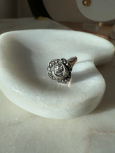 Load image into Gallery viewer, Marcasite Rose Sterling Virgin Mary Ring Size 5.5
