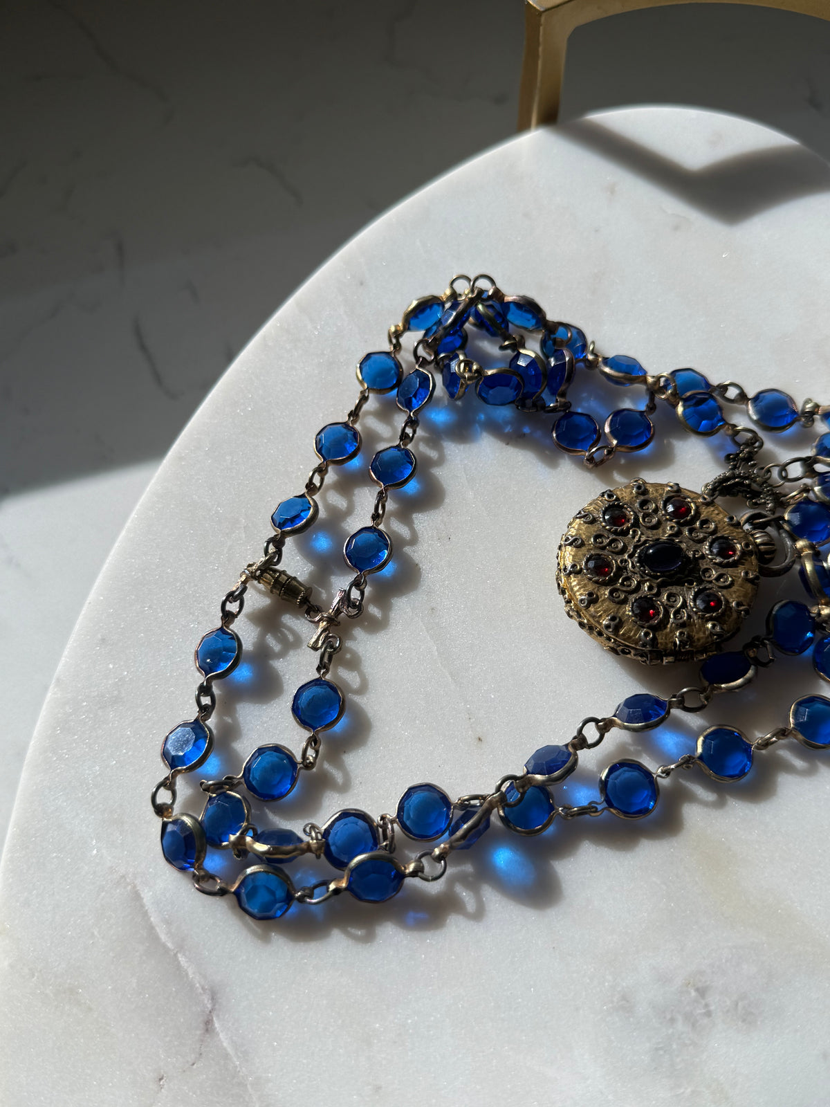 Vintage Czech Glass Perfume Locket Necklace