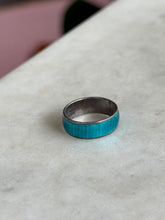 Load image into Gallery viewer, Vintage Blue Enamel Sterling Silver Band Size 5
