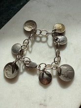 Load image into Gallery viewer, Vintage Sterling Silver Coin Charm Bracelet 8”
