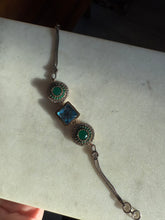 Load image into Gallery viewer, Green &amp; Blue Sterling Silver Bracelet

