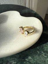 Load image into Gallery viewer, Pink &amp; White CZ Gold Vermeil Toi Et Moi Ring Size 6.25
