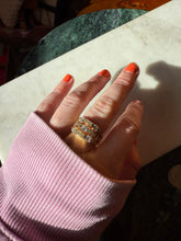 Load image into Gallery viewer, Gold Vermeil Iced Cage Ring Size 6
