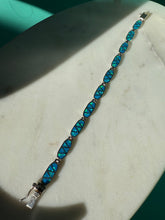 Load image into Gallery viewer, Simulated Opal Inlay Sterling Silver Bracelet 7.25”
