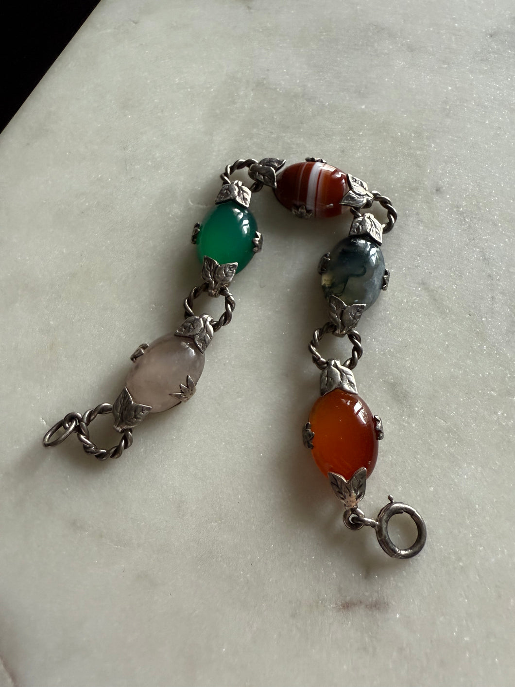 Scottish Agate Sterling Silver Bracelet 7.25”
