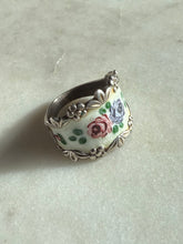 Load image into Gallery viewer, Floral Enamel Sterling Silver Ring Size 9.75
