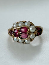 Load image into Gallery viewer, Art Deco 14k Gold Pearl &amp; Ruby Ring

