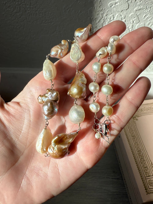 Chunky Pearl Sterling Silver Necklace
