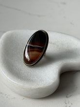 Load image into Gallery viewer, Vintage Agate Sterling Silver Ring Size 7.5
