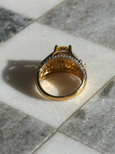 Load image into Gallery viewer, Canary Yellow &amp; Clear CZ Gold Vermeil Ring Size 8
