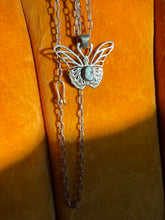 Load image into Gallery viewer, Turquoise Sterling Silver Butterfly Necklace 24”
