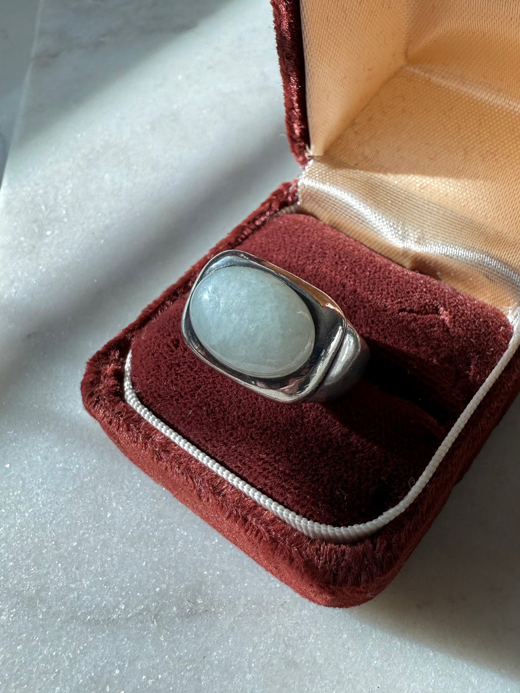 Jade Sterling Silver Ring Size 7