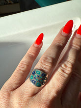 Load image into Gallery viewer, Blue Enamel Sterling Silver Ring Size 6.5
