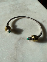 Load image into Gallery viewer, Malachite Mexico Sterling Silver &amp; Brass Bangle Bracelet
