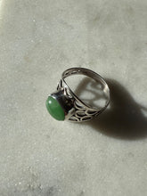 Load image into Gallery viewer, Green Sterling Silver Ring Size 10.5
