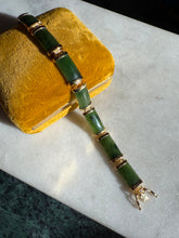 Load image into Gallery viewer, Green Jade Gold Vermeil Bracelet
