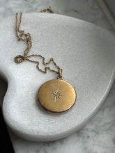 Load image into Gallery viewer, Antique 1/20 12k Gold Fill Starburst Locket Necklace 18”
